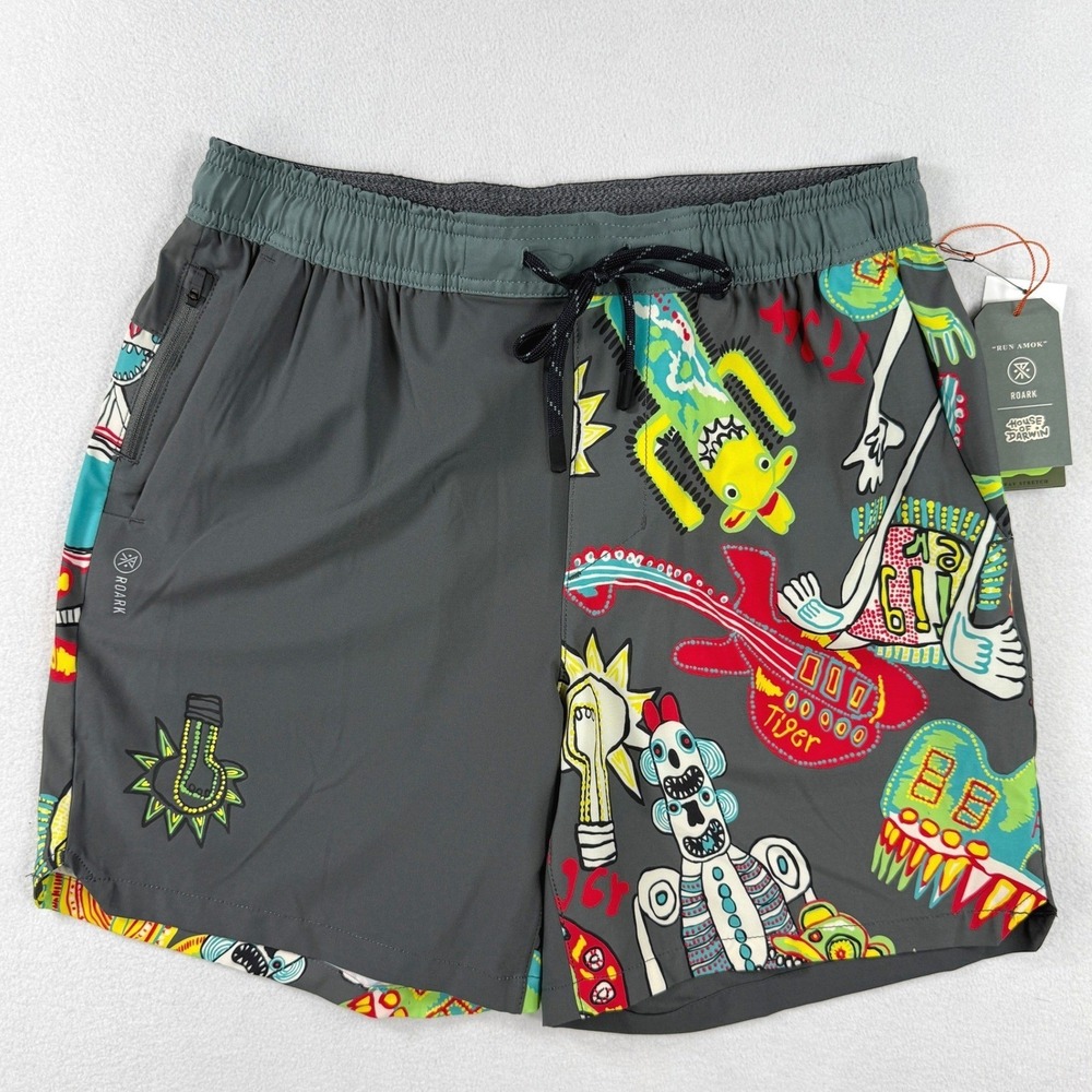 Roark Serrano Unlined 7" Shorts Size M Mens Darwin Gray Lightweight Elastic NWT